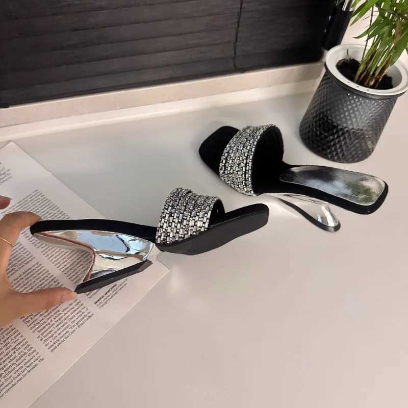 Crystal Women Flats Elegant Fashion Shoes Dress Woman Sandals Summer 2025 Party Slides New Mujer De Zapatillas K260311