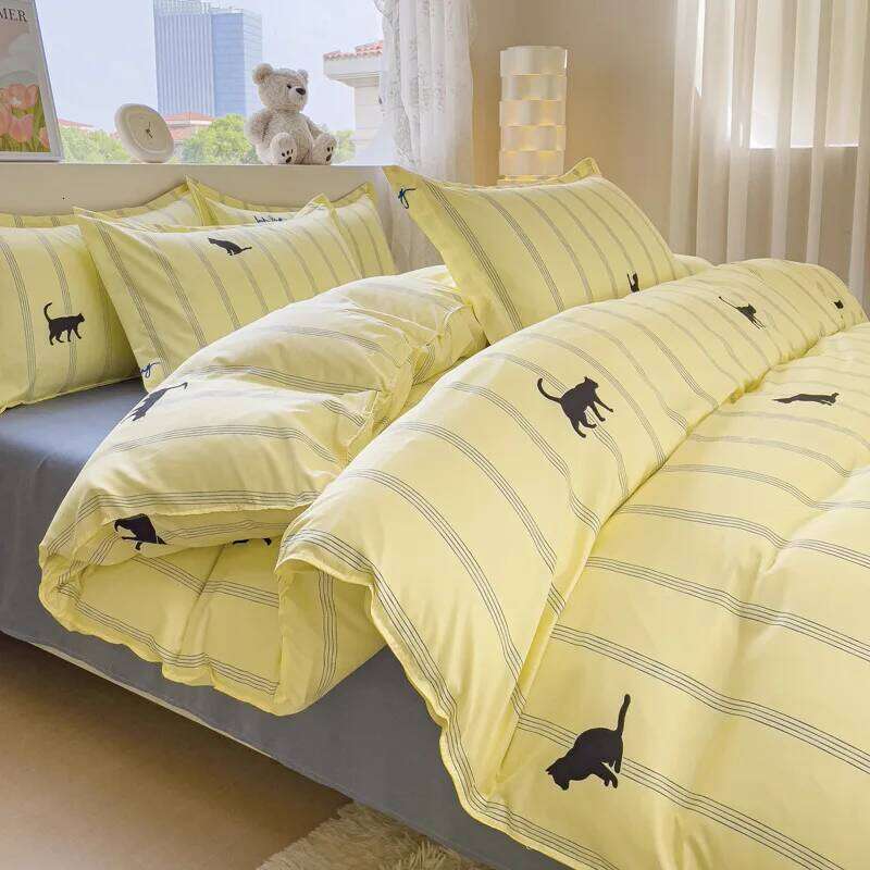 43colours, Four piece sheet gift set, home textile brushed comfortable solid color Christmas couple bed cover H260311