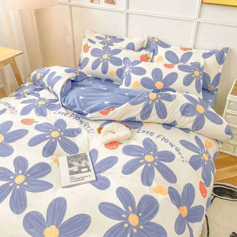 Spring Bedding Set Fashion Cartoon Kids Single Double Queen Size Flat Sheet Duvet Cover Pillowcase Bed Linens Home Textile H260311