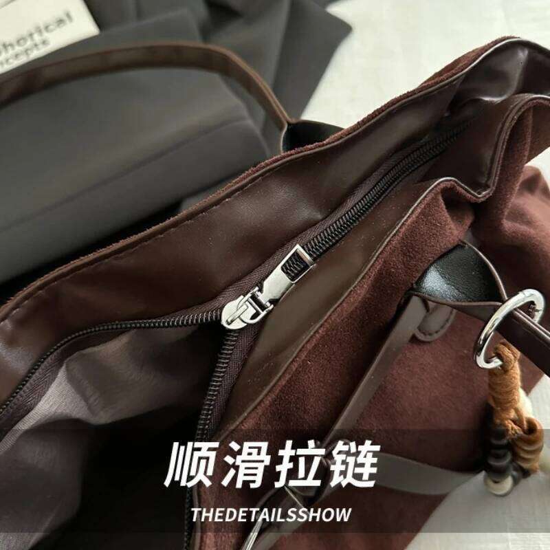 Vintage Belt Design Suede Shoulder Bags for Women Autumn Versatile Ladies Classic Handbags Large Capacity Female Tote Bag XJ260311