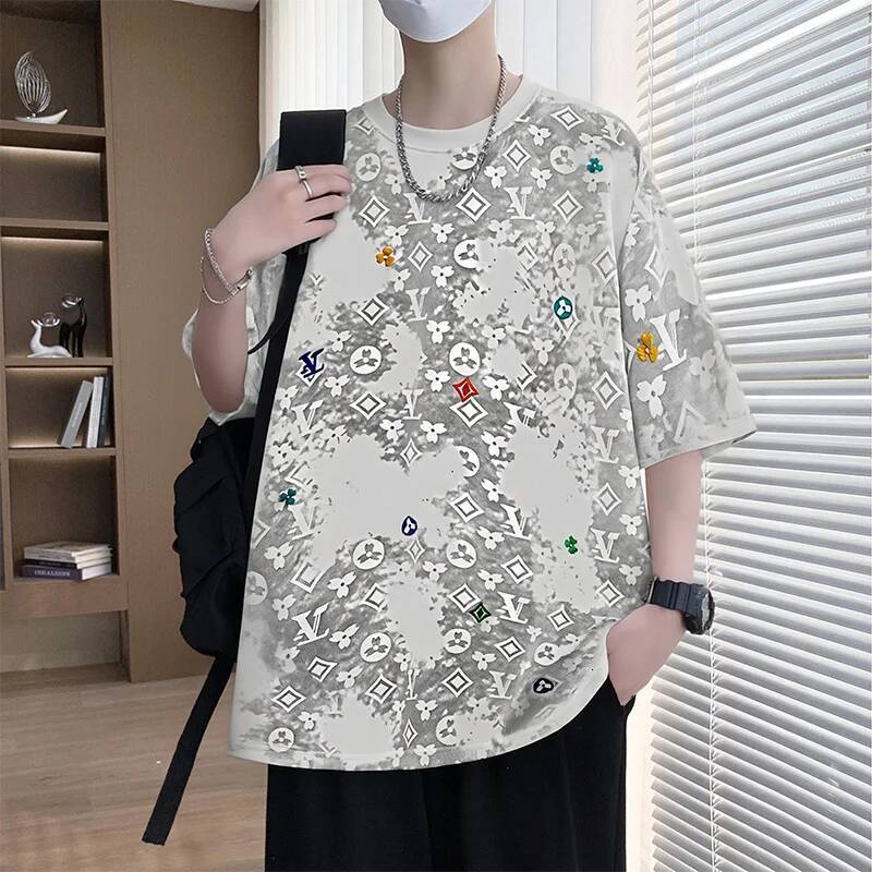 Crew Neck Short-Sleeve Daily T-Shirt Fashionable Prints Comfortable Trendy Casual Men's Sports Jacket Simple High-Quality