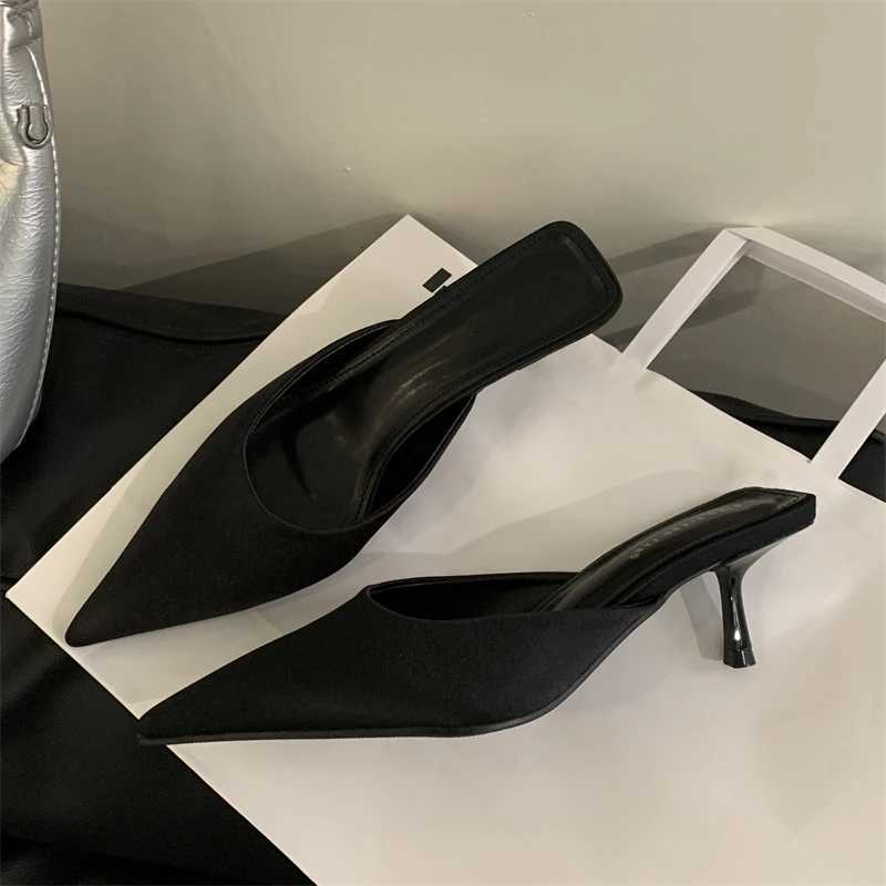 Eilyken Spring New Leopard Print Women Slipper Pointed Toe Thin Low Heel Sandal Ladies Mules Shoes Zapatos Mujer K260311