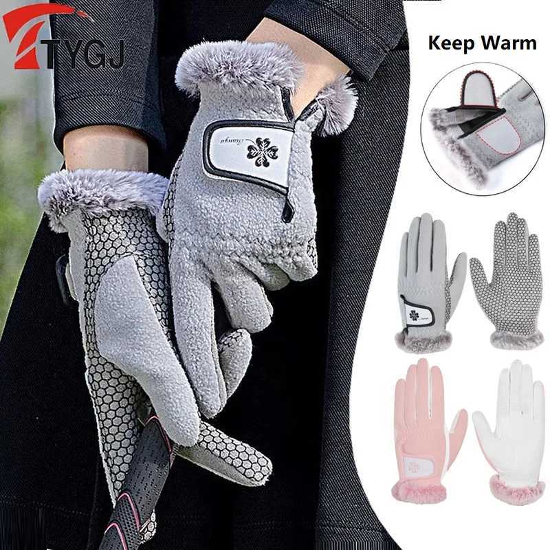 TTYGJ Autumn and Winter Gloves for Women with Thickened Plush Warm Gloves for Both Hands Anti-slip Sports Mittens Cycling M260311