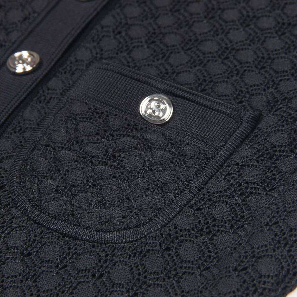 Spring And Summer New Fashion Thin Cut Hollow Lace Silver S Button Slim Fit Round Neck Sleeveless Temperament Women's Dress
