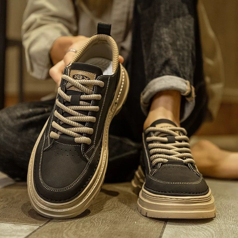 2026 Men's Martin Boots Luxury Shoes High Top Autumn Winter New British Style Retro Mid Top Height Increasing Non-slip Low Top Work Shoes