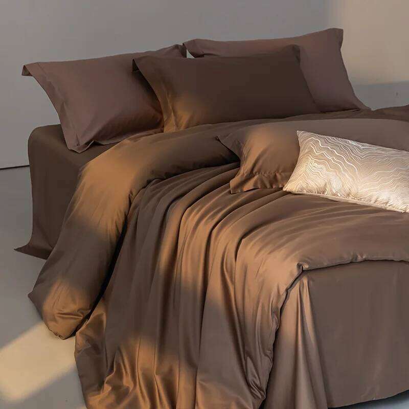 100%Lyocell Eucalyptus Bedding,Coffee Single Duvet Cover Natural Plant Fiber Bed Sheet Or Silky Pillowcase For Four Sesason H260311