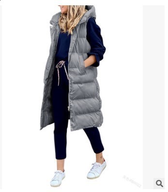 Trendy Puffer Vest Long Comfy Fall Winter Girls Down Vest Tight Waist Down Vest for Ski 241008