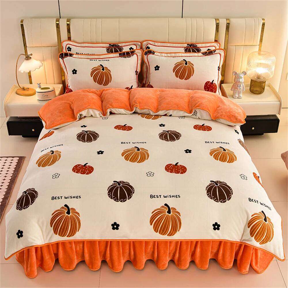 Light Winter Milk Four-Piece Set Class A Thickened Warm Fleece Home Anti-static Duvet Cover Bed Sheet Bedding Sets H260311