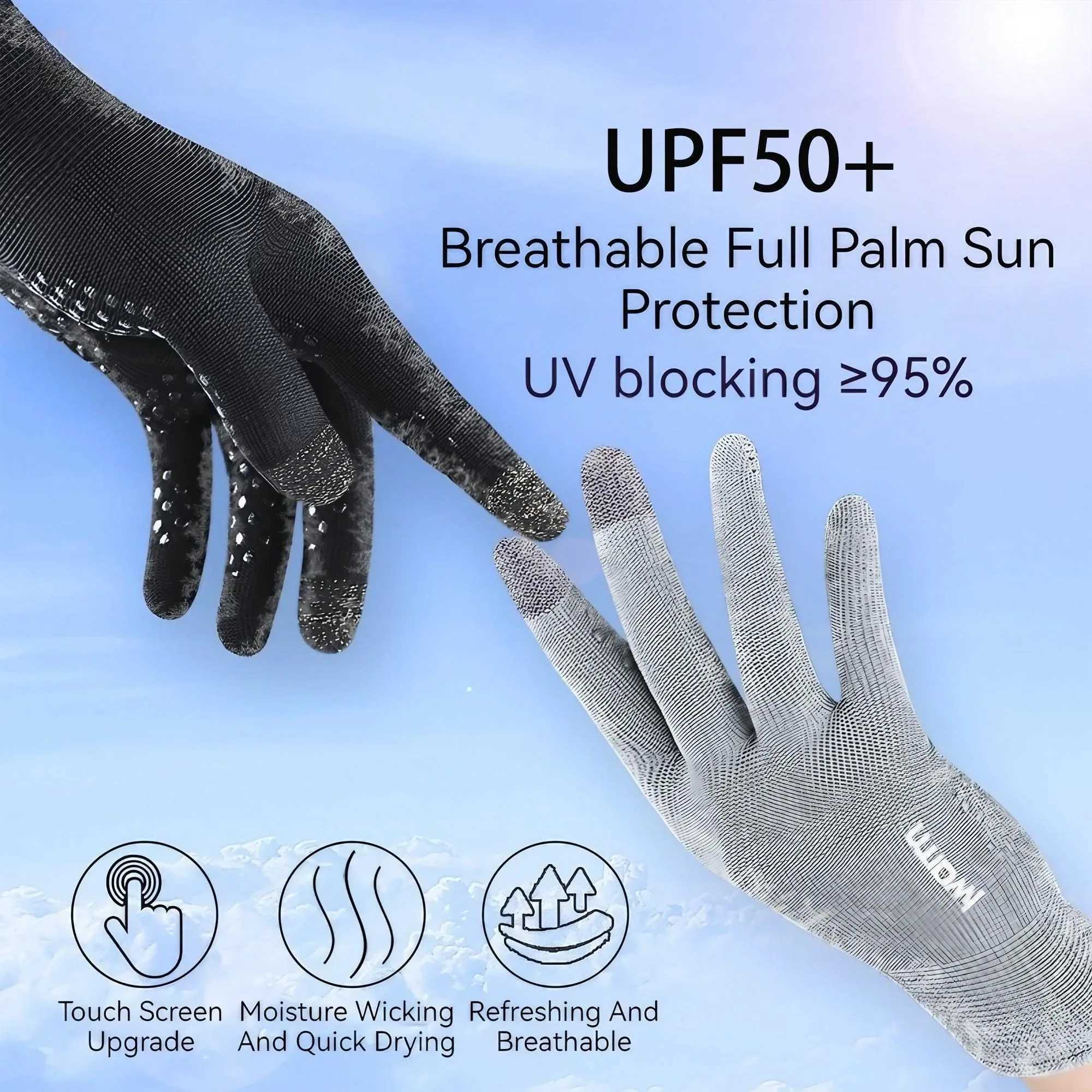 Summer Men Women UV Protection Driving Non Slip Touch Screen Thin Breathable Wear Resistant Cycling Gloves M260311