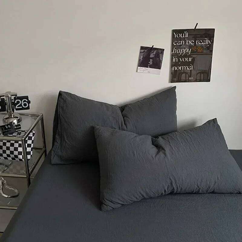 Solid Sleep Naked Washed Cotton Bedding Set 4Pcs Mix Colored Bedclothes with Zipper Super Soft Comfort Bed Liner for Adults H260311