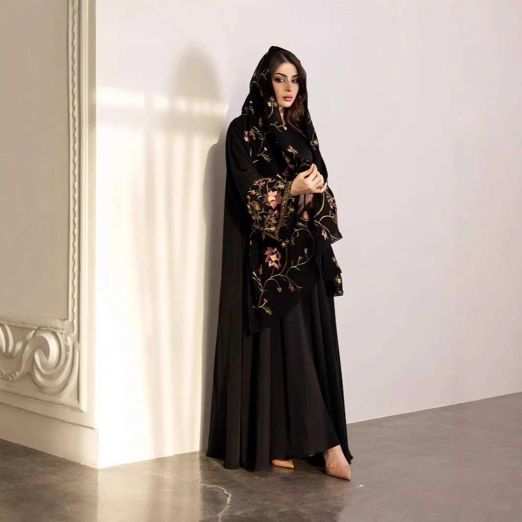Eid Dress Suit Women Muslim Party Abaya Dresses 2 Piece Sets Headscarf Long Robe Embroidery Jalabiya Kaftan Vestidos Morocco X260311