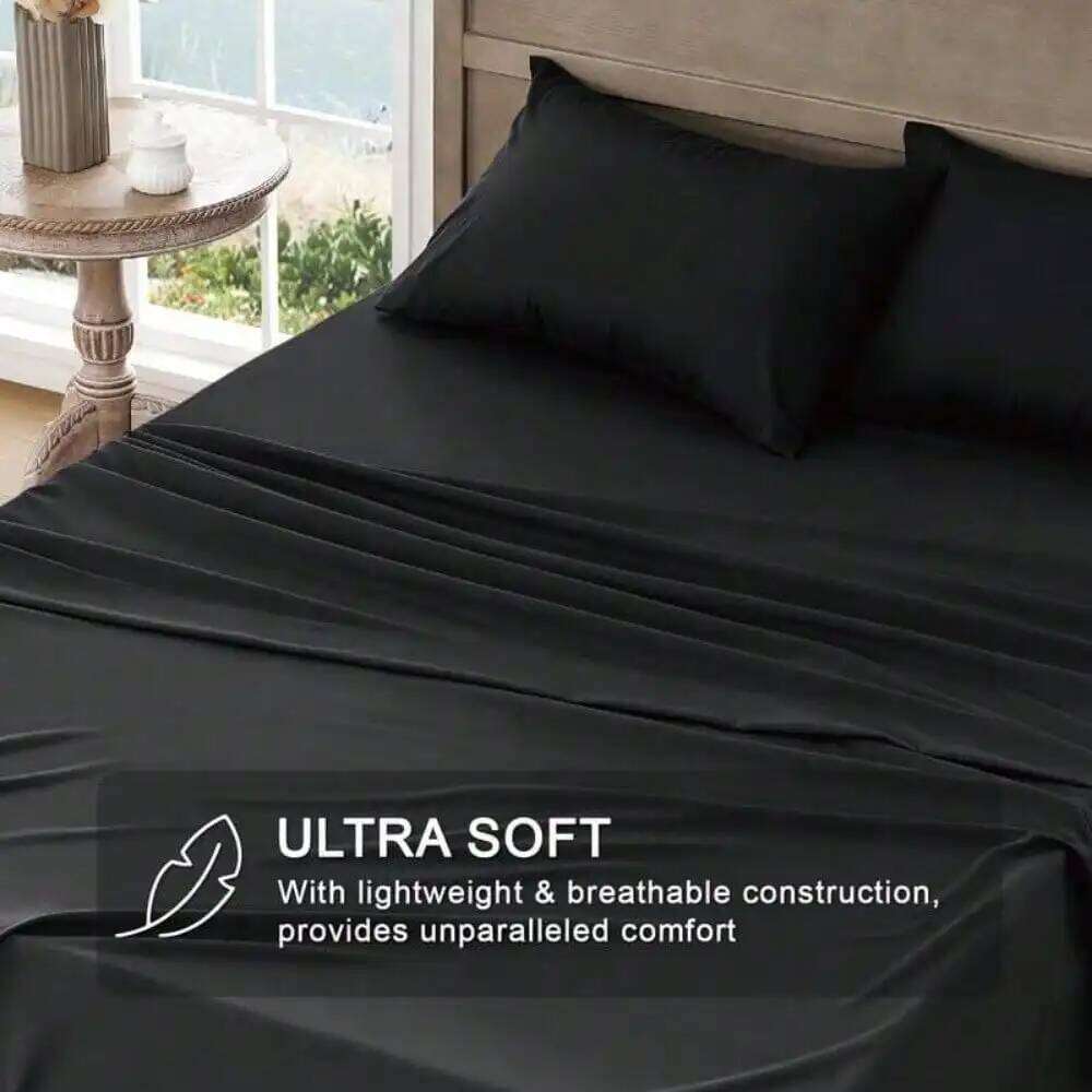 Ultra Soft Sheets- 3/4 Pieces Hotel Bed Sheets Deep Pockets Easy Care Cooling & Breathable - H260311
