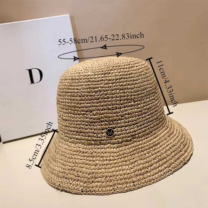 Designer High-quality Raffia Straw Hat Wen Summer Beach Sun Hats Korean Luxury Travel Sun Protection Breathable Fisherman Hat X260311