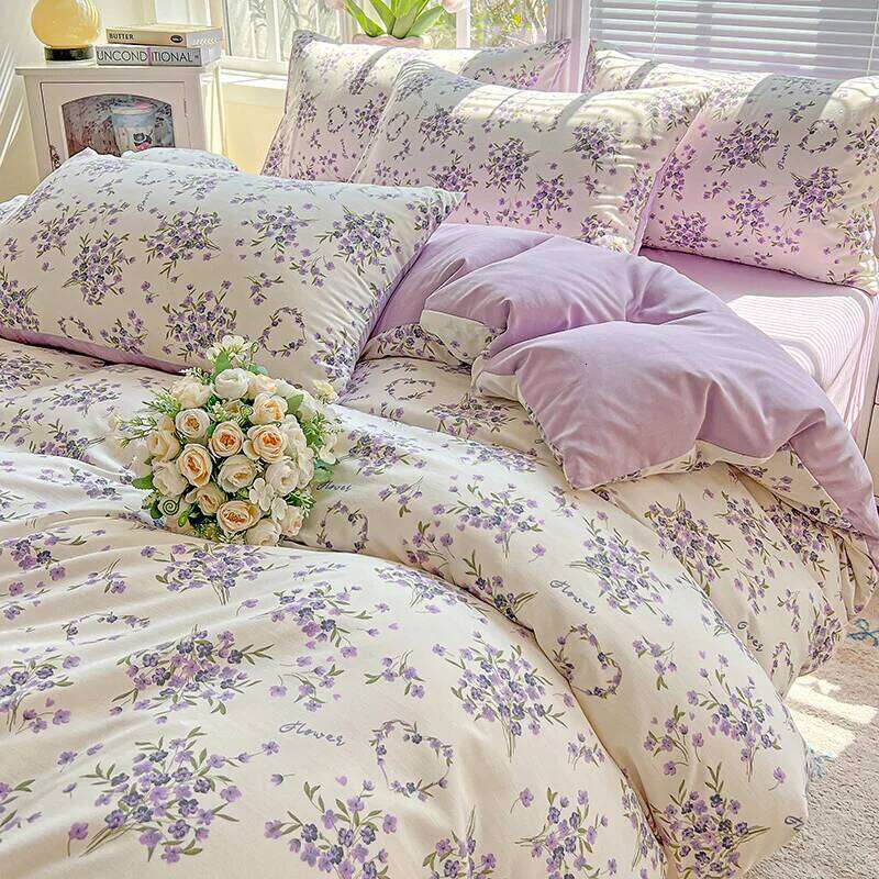 1pc Purple Lavender Printed Duvet Single/Queen/King Size Quilt Cover for Double Bed Flower housse de couette220x240cm H260311