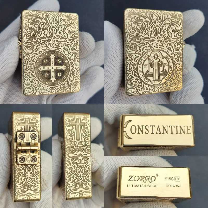 Kerosene Lighter Z915S Pure Copper Heavy Duty Armor Waterproof Vintage Grinding Wheel Can Collectable Engraving N260311