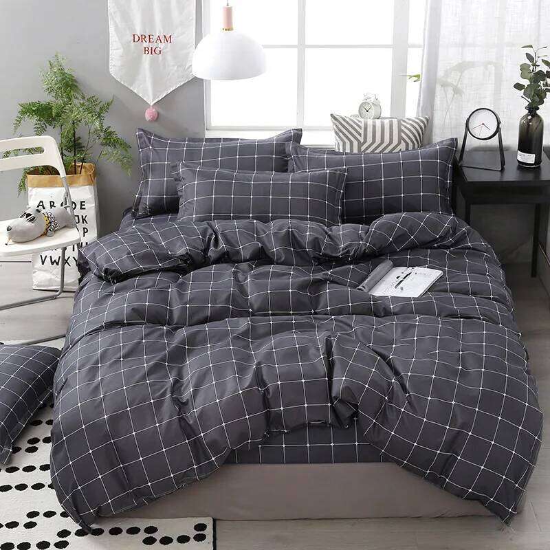Korean Home Textile Bedding Frosted Simple Four Piece Set Wholesale Aloe Cotton Bed Sheet Cover 1.2m H260311 - view 4