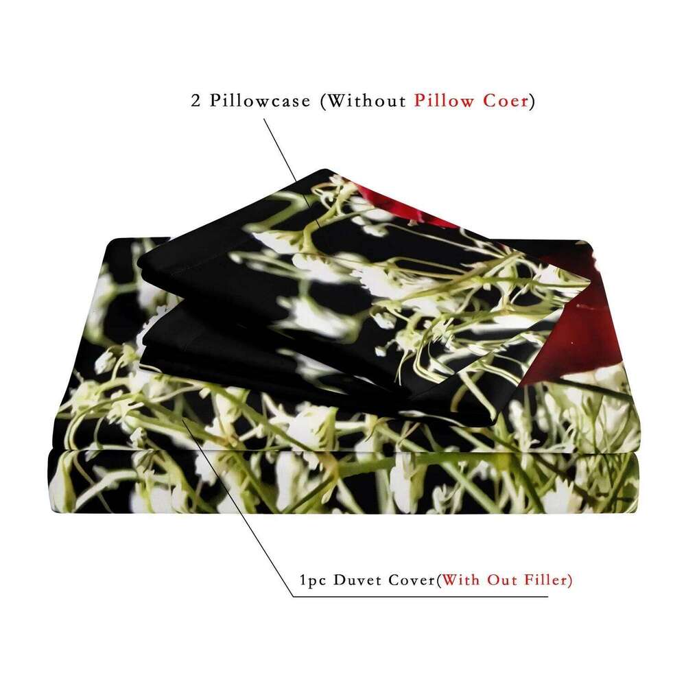 3pcs Imitation Rose Print Bedding Set Soft Comfortable Duvet Cover For Bedroom Guest Room Perfect for All Seasons H260311