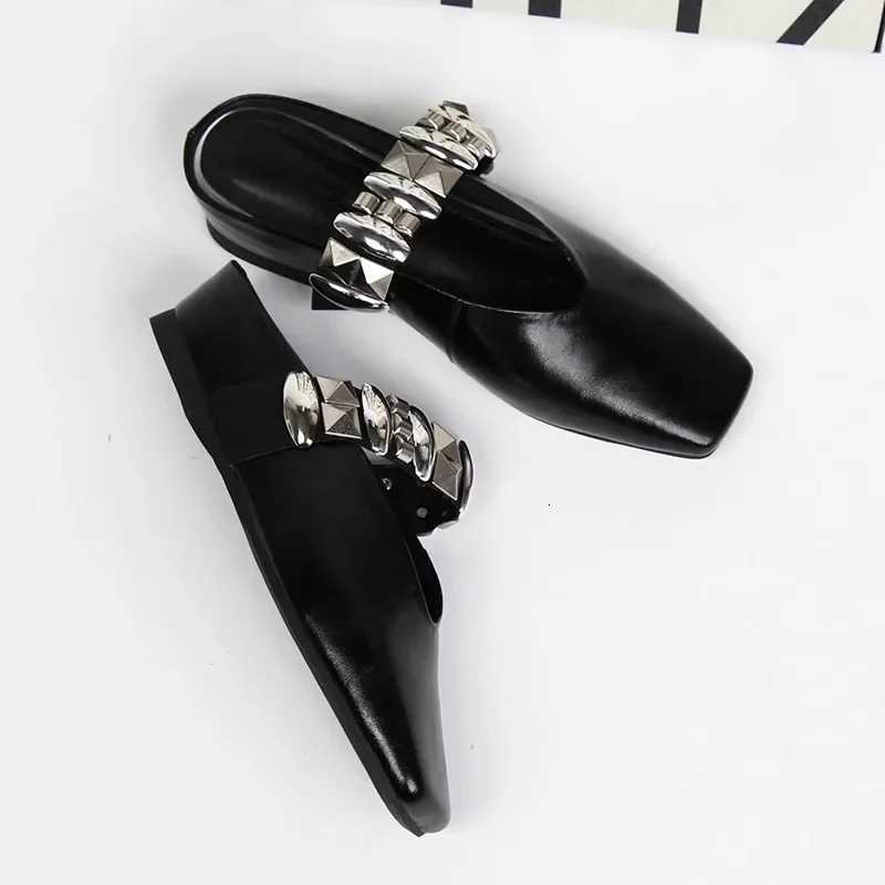 Women Slippers 2025 New Flat Shoes Square Toe Crystal Sandals Summer Elegant Slippers Woman Casual Slides K260311