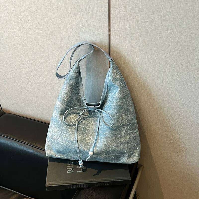 Fashion Design Women Denim Shoulder Bags Large Capacity Student Ladies Pu Underarm Bag Simple Portable Female Tote Handbags XJ260311