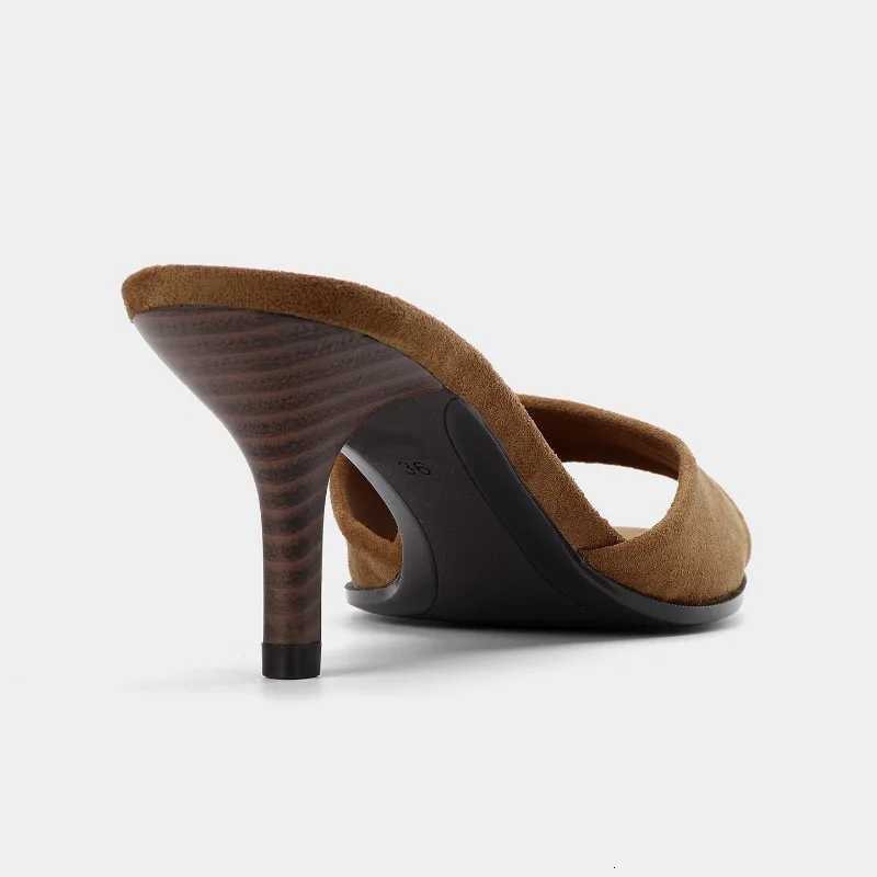 Faux Suede High Heels Modern Sandals for Women Designer Peep Toe Summer Elegant Stilettos Lady Banquet Party Shoes K260311