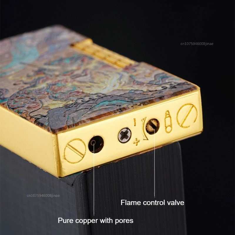 NEW 3D piano sound inflatable lighter metal color printed cigarette lighter side wheel lighter mens holiday gift N260311