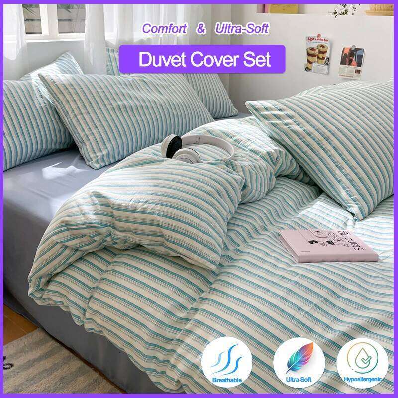 Popular Stripe Style - Bedding Set Twin Full Single Double, Breathable Skin-Friendly,1 Duvet Cover 2 Pillowcases H260311