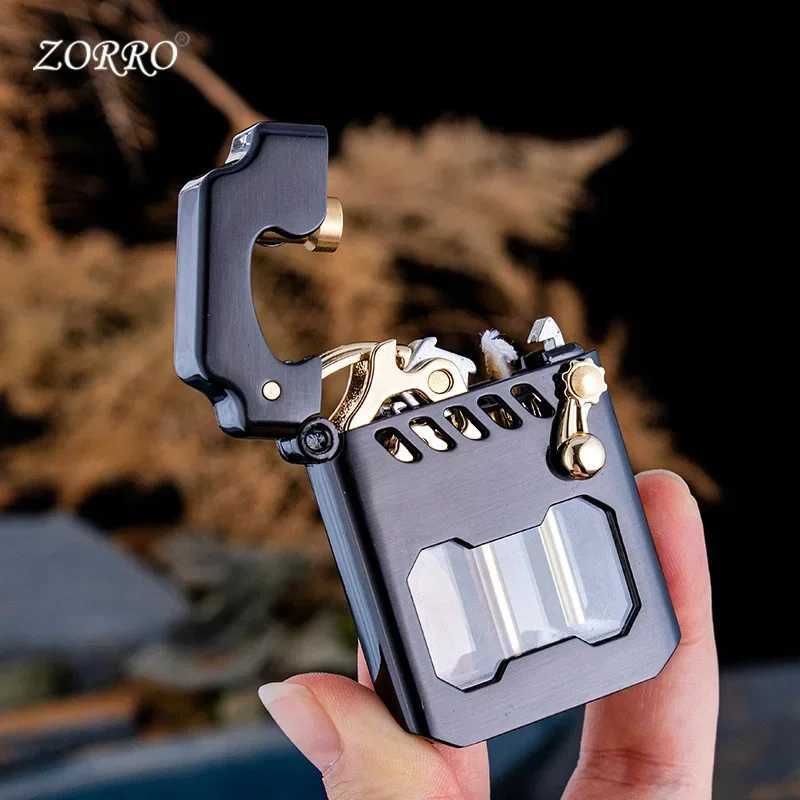 2025 Mecha Transparent Fuel Tank Mechanical Ejection Kerosene Lighter Metal High-looking Creative High-end Mens Gifts N260311