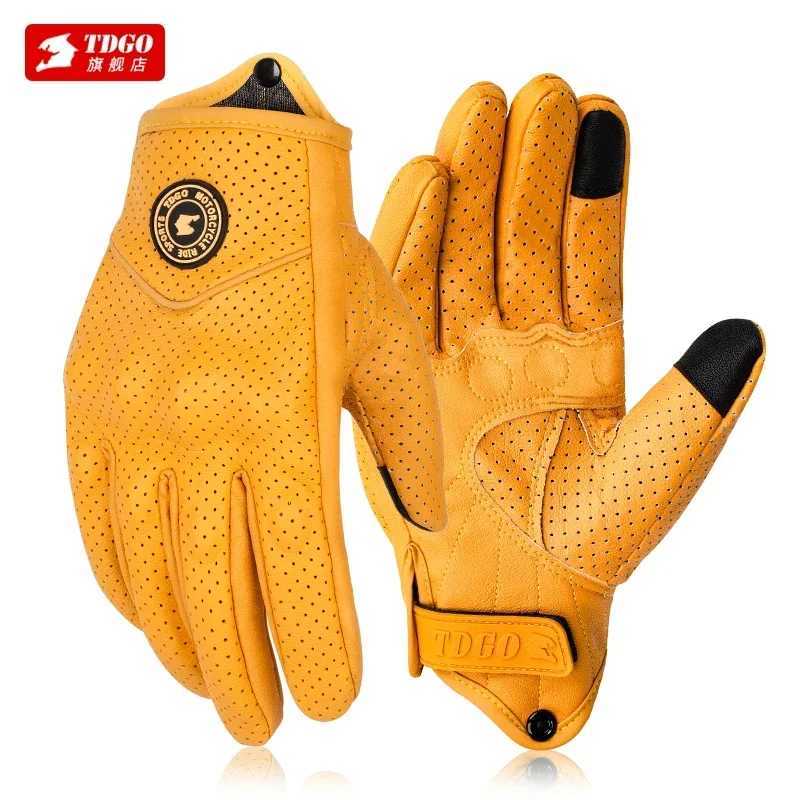 Waterproof and Anti Drop Fingerless Gloves Summer Motorcycle Riding Bike Gloves Breathable Thin Cycling Retro Cruise Half Finger M260311