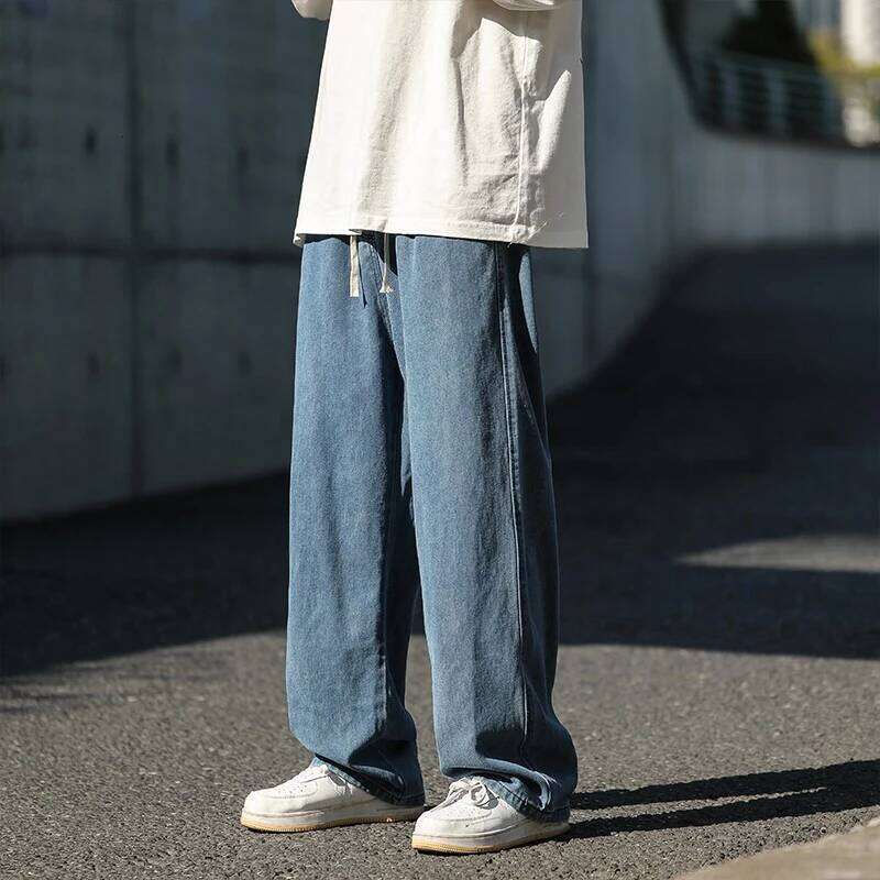 Oversized 5XL Men's Wide-leg Jeans Spring New Black Gray Fashion Baggy Streetwear Pants Casual Simple Straight Denim Trousers Z260225