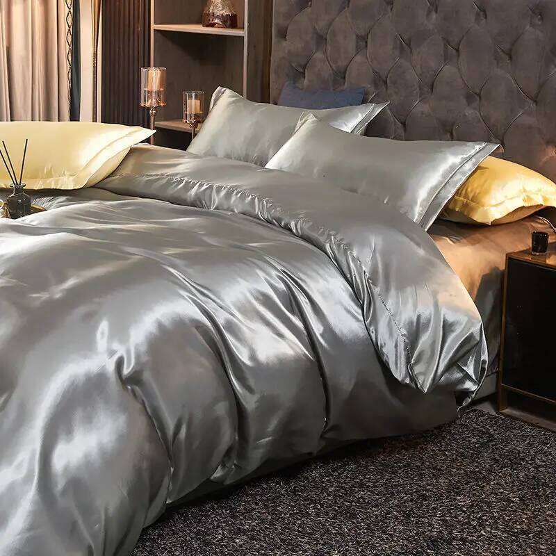 3/4pcs Rayon Satin Duvet Single Double King Size Bedding Kit 2pcs/3pcs/4pcs Cover Bed Linen Set H260311