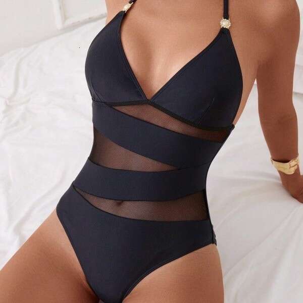 2024 New European and American Cross-Border Two-Piece Bikini Slim-Fit Sexy Mesh Patchwork Women's Swimwear