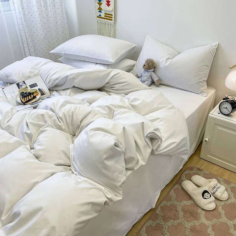 3-piece of solid-color down cover, bedding set 1 duvet cover +2 pillowcases, without core, soft and comfortable H260311