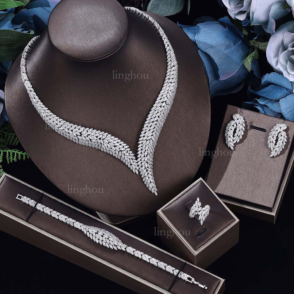 2026 Designer Necklace Luxury Brand Women's Jewelry Fashion Hot Selling Copper Micro Inlaid Full Diamond Bridal Necklace Bracelet Earring Set Jew