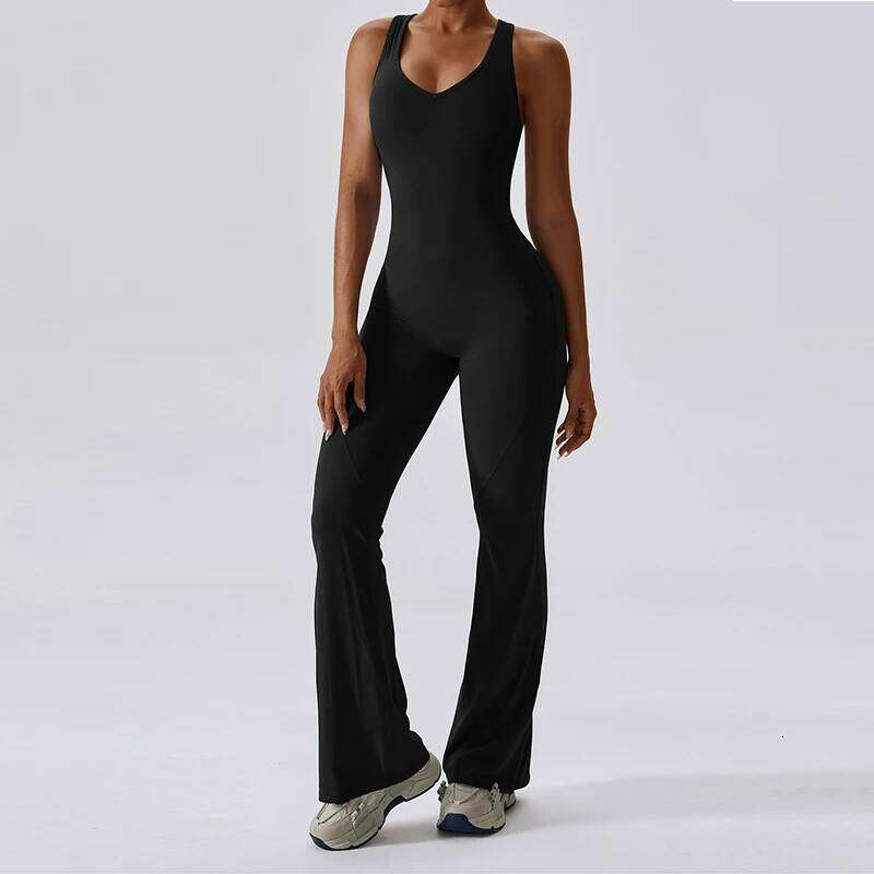 Sexy V Gym Set Training Yoga Suit Sportswear Women Sports Jumpsuit Fitness Rompers Stretch Workout Bodysuits 26H0311