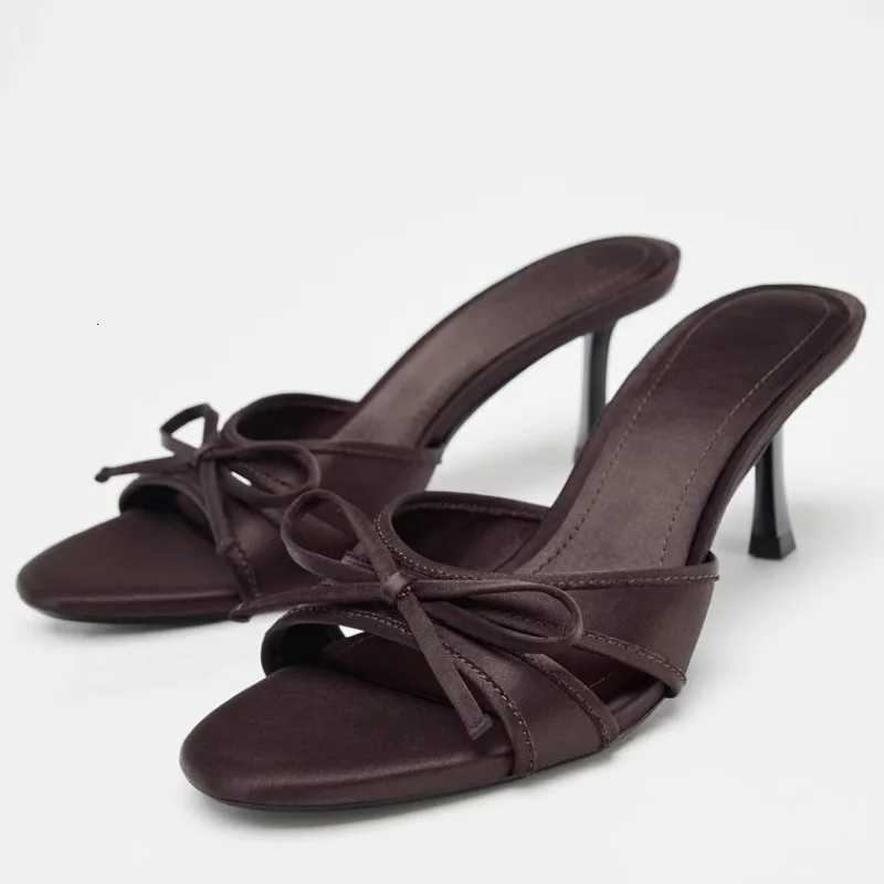 Sexy Summer High Heel Women Fashion Butterfly-knot Open Toe Slide Ladies Stripper Party Dress Sandalias K260311