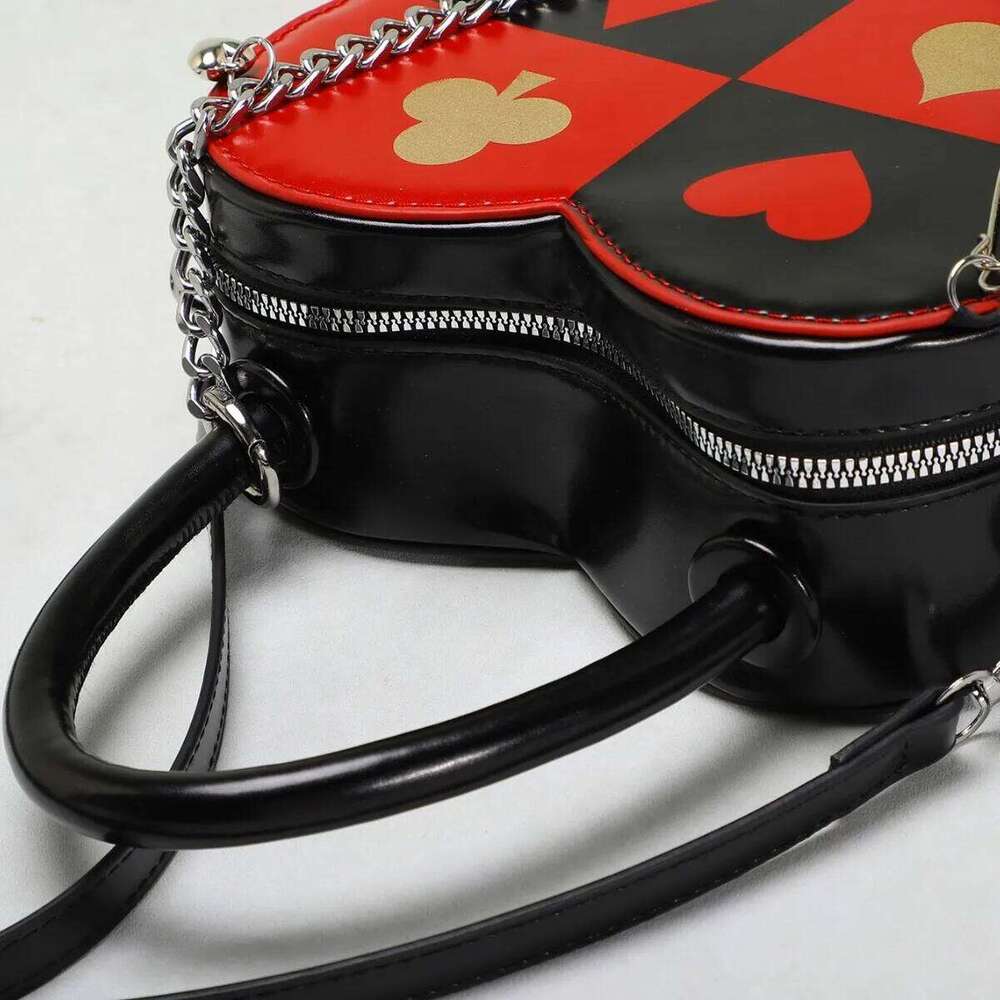 Women shoudler bag Fasion Women's Creative Poker Printed Chain Heart shaped Love Handheld Crossbody Bag XJ260311