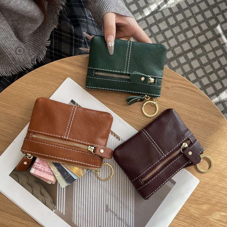 Luxury fashion wallet Vegetable Tanned Simple Zipper Purse For Women Genuine Leather Large Capacity Bank Card Storage Bag Portable Coin Pouch