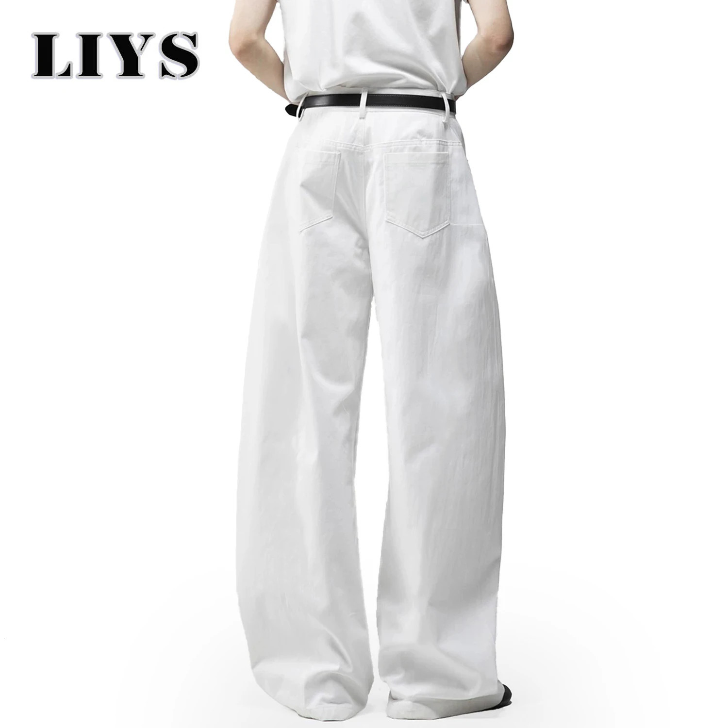 Mens White Baggy Machete Wide-Leg Jeans Daily Casual Denim Pants Solid Business Ladies Balloon Pants High Street Mens Clothes 260310