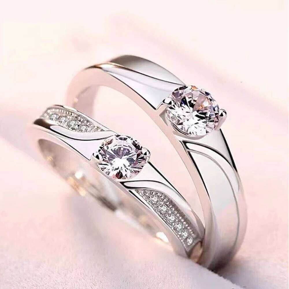 Twisted Copper Plated Platinum Overlap Opening Couple Ring Micro Inlaid Zircon Girl Gift Finger Jewelry Wholesale Drop Shipping W260311