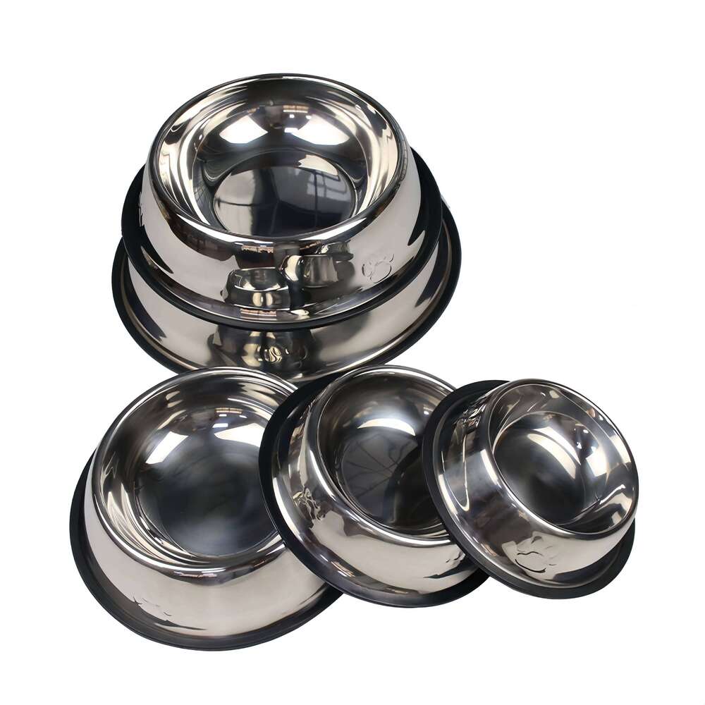 Stainless Steel Feeding Cat and Dog Drinking Metal Feeder Bowl Durable Easy To Clean Pet Supplies 26Y0312