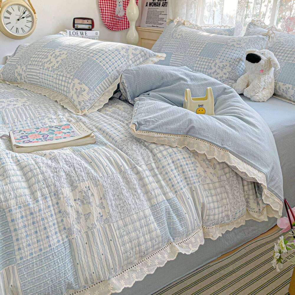 Ins Princess Bedding Floral Duvet Cover Flat Sheets Single Twin Double Size Bed Linen Set Back To School Season H260312