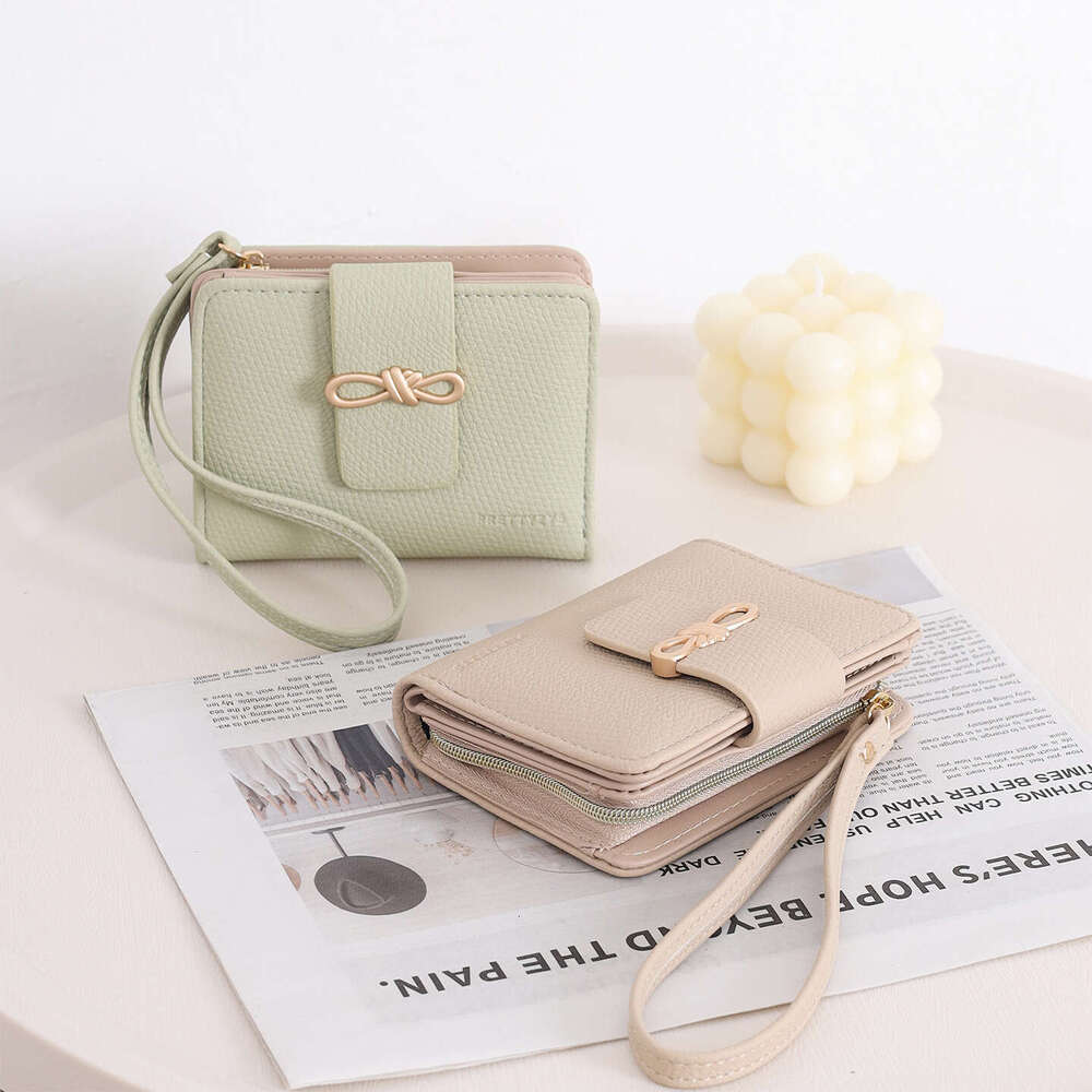 Luxury fashion wallet Bowknot Short Wallet For Women New Korean Style Handbag Off Stackable Coin Purse With Zipper And Wrist Strap