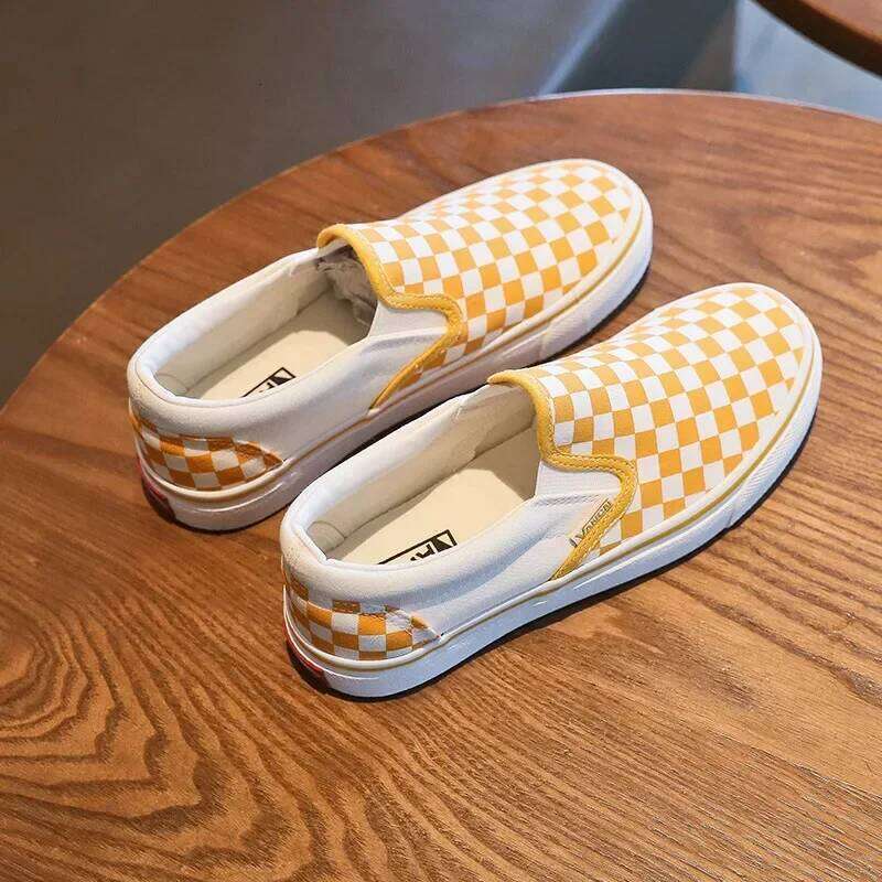 Fashionable Black and White Checkered Simple Style Non-slip Breathable Walking New Casual Shoes H260312