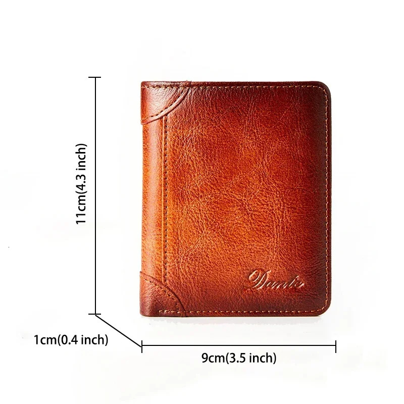 Genuine Leather Walletfor Men Two Folding Purses RFID Mens Card Holders Gentleman Wallets High Quality er Square 260304
