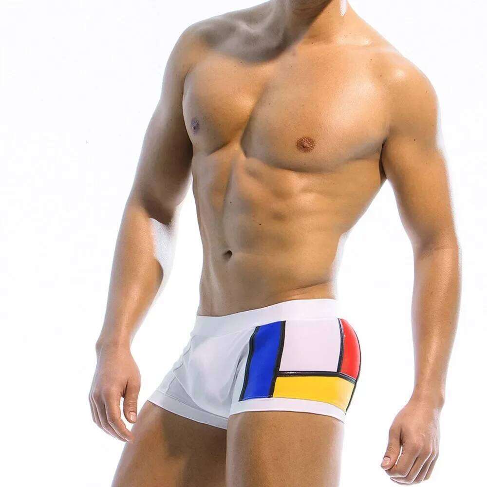 Mens Swimwear Swim Briefs Boxer Swimsuits Male Color Block Surf Shorts Trunks Square Leg Bathing Suits Boardshorts Underpants Z260312