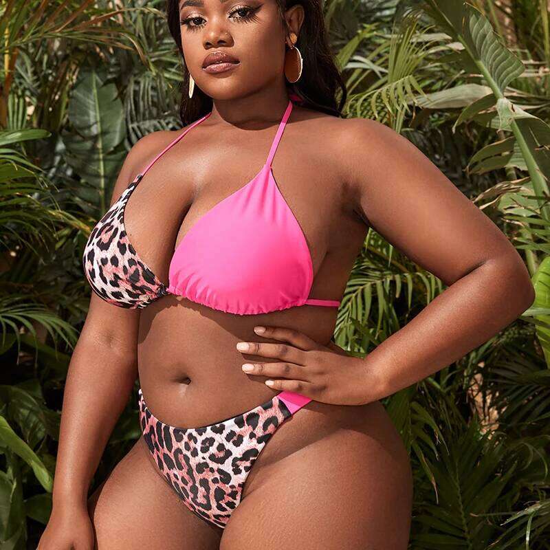 Sexy Bikinis Set Women Swimsuit String Bikini Triangle Halter Large Size Thong Swimwear 2 Piece Big Breast Bathing Suit 4XL Y260303