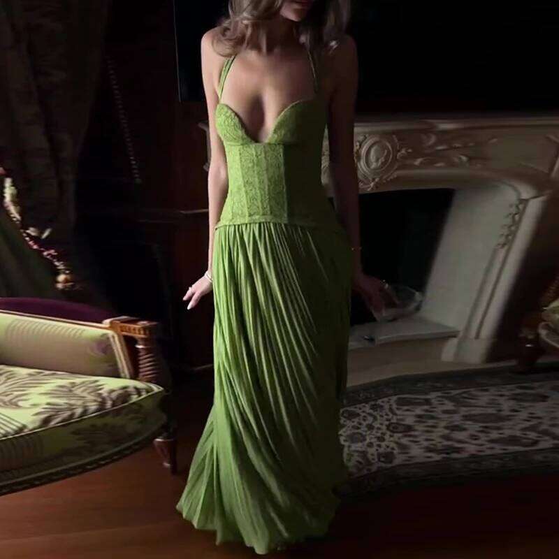 Daily party low waist cinching simple design suspender sexy hanging neck exposed back new casual dress C260312