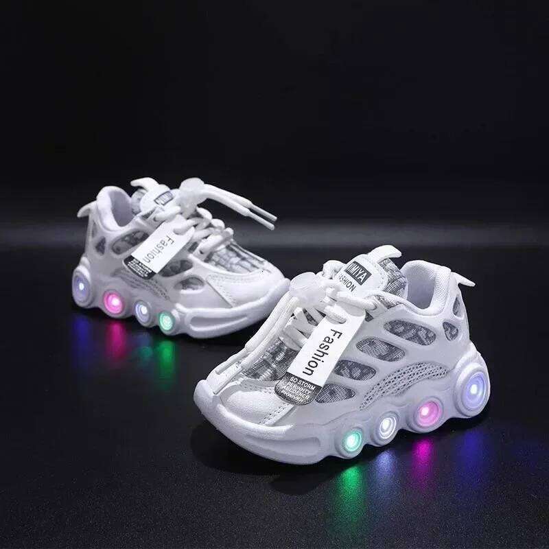Kids Boys Sneakers Leather Waterproof Air Mesh Shoes White Children Sport Running Girls Sneaker Teen Brand School Trainers H260312