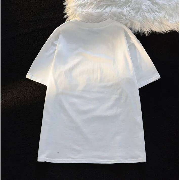 Cute Cartoon Cat Print Women's Round Neck Short Sleeved T-shirt Casual Loose Versatile Summer Tshirt Z260312