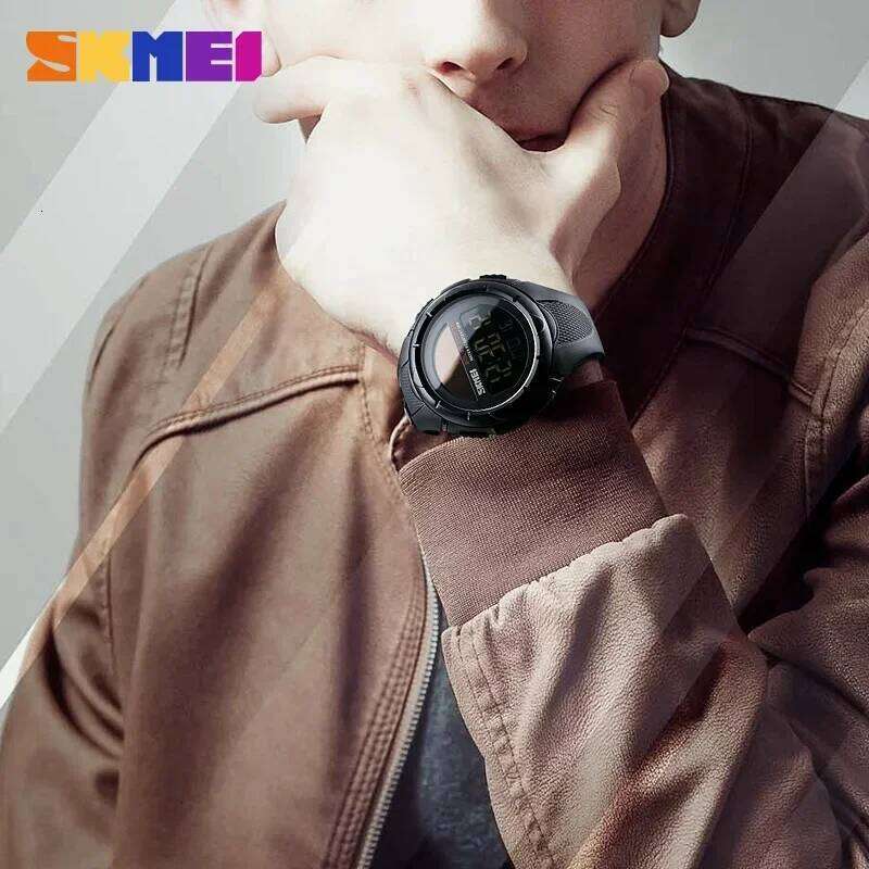 SKMEI 1405 Solar Energy Sports Digital Mens Wristwatches LED Display Military Waterproof Watch for Men Clock 1068 Reloj Hombre